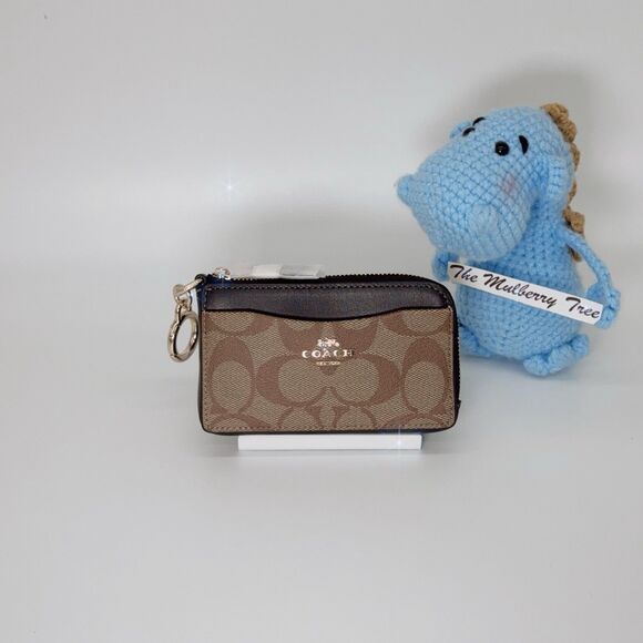 Coach CH163 Multifunction Card Case Coin Cash Zip Wallet In Signature Canvas NWT - Picture 1 of 6